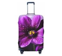 GDSHJKLW Purple Flower Travel Luggage Cover Suitcase Protector Washable Elastic Suitcase Cover Anti-Scratch Luggage Protector Travel Suitcase Baggage Cover Fits 18-32 Inch Suitcase, Black, L