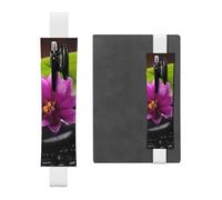GDSHJKLW Purple Flower With Black Stone Elastic Band Pen Holder Detachable Pu Leather Pen Sleeve Pouch Journal Pencil Holder Pencil Case Office Supplies Gift For Hardcover Journals Notebooks Planners