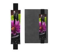 GDSHJKLW Purple Flower With Black Stone Elastic Band Pen Holder Detachable Pu Leather Pen Sleeve Pouch Journal Pencil Holder Pencil Case Office Supplies Gift For Hardcover Journals Notebooks Planners