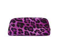 GDSHJKLW Purple Leopard Leather Pencil Case Large Capacity Pen Pouch,Zipper Makeup Bag For Women Men Travel Toiletry Bags Waterproof Cosmetic Bag Wide-Open Coin Pouch Purse