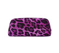 GDSHJKLW Purple Leopard Leather Pencil Case Large Capacity Pen Pouch,Zipper Makeup Bag For Women Men Travel Toiletry Bags Waterproof Cosmetic Bag Wide-Open Coin Pouch Purse