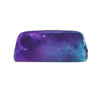 GDSHJKLW Purple Starry Sky Leather Pencil Case Large Capacity Pen Pouch,Zipper Makeup Bag For Women Men Travel Toiletry Bags Waterproof Cosmetic Bag Wide-Open Coin Pouch Purse