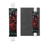 GDSHJKLW Red And Black Rose Elastic Band Pen Holder Detachable Pu Leather Pen Sleeve Pouch Journal Pencil Holder Pencil Case Office Supplies Gift For Hardcover Journals Notebooks Planners