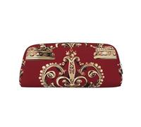 GDSHJKLW Red Crown Leather Pencil Case Large Capacity Pen Pouch,Zipper Makeup Bag For Women Men Travel Toiletry Bags Waterproof Cosmetic Bag Wide-Open Coin Pouch Purse