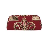 GDSHJKLW Red Crown Leather Pencil Case Large Capacity Pen Pouch,Zipper Makeup Bag For Women Men Travel Toiletry Bags Waterproof Cosmetic Bag Wide-Open Coin Pouch Purse