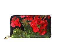 GDSHJKLW Red Geraniums1 Women Wallets Leather Zip Around Clutch Purses Waterproof Credit Card Holder With Phone Holder Ladies Travel Coin Purse