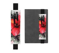 GDSHJKLW Red Hibiscus Elastic Band Pen Holder Detachable Pu Leather Pen Sleeve Pouch Journal Pencil Holder Pencil Case Office Supplies Gift For Hardcover Journals Notebooks Planners