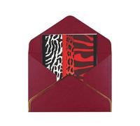 GDSHJKLW Red Leopard and Zebra Animal Greeting Card with Dark Red Envelopes, 4x6 Thinking of You Cards Happy Birthday Wedding Invitation Blank Note Card for All Occasions