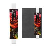 GDSHJKLW Red Rose Art Elastic Band Pen Holder Detachable Pu Leather Pen Sleeve Pouch Journal Pencil Holder Pencil Case Office Supplies Gift For Hardcover Journals Notebooks Planners