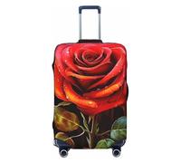 GDSHJKLW Red Rose Art Travel Luggage Cover Suitcase Protector Washable Elastic Suitcase Cover Anti-Scratch Luggage Protector Travel Suitcase Baggage Cover Fits 18-32 Inch Suitcase, Black, M