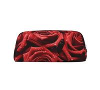 GDSHJKLW Red Rose Leather Pencil Case Large Capacity Pen Pouch,Zipper Makeup Bag For Women Men Travel Toiletry Bags Waterproof Cosmetic Bag Wide-Open Coin Pouch Purse