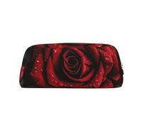 GDSHJKLW Red Rose Leather Pencil Case Large Capacity Pen Pouch,Zipper Makeup Bag For Women Men Travel Toiletry Bags Waterproof Cosmetic Bag Wide-Open Coin Pouch Purse