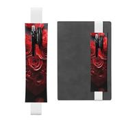 GDSHJKLW Red Rose Love Heart Elastic Band Pen Holder Detachable Pu Leather Pen Sleeve Pouch Journal Pencil Holder Pencil Case Office Supplies Gift For Hardcover Journals Notebooks Planners