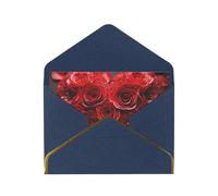 GDSHJKLW Red Rose Love Heart Greeting Card with Blue Envelopes, 4x6 Thinking of You Cards Happy Birthday Wedding Invitation Blank Note Card for All Occasions
