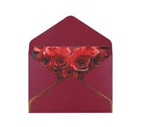 GDSHJKLW Red Rose Love Heart Greeting Card with Dark Red Envelopes, 4x6 Thinking of You Cards Happy Birthday Wedding Invitation Blank Note Card for All Occasions