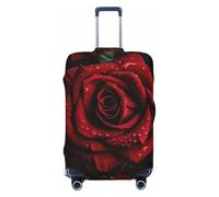 GDSHJKLW Red Rose Travel Luggage Cover Suitcase Protector Washable Elastic Suitcase Cover Anti-Scratch Luggage Protector Travel Suitcase Baggage Cover Fits 18-32 Inch Suitcase, Black, M