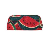 GDSHJKLW Red Watermelon Leather Pencil Case Large Capacity Pen Pouch,Zipper Makeup Bag For Women Men Travel Toiletry Bags Waterproof Cosmetic Bag Wide-Open Coin Pouch Purse