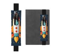 GDSHJKLW Rocket Clipart Space Ship Elastic Band Pen Holder Detachable Pu Leather Pen Sleeve Pouch Journal Pencil Holder Pencil Case Office Supplies Gift For Hardcover Journals Notebooks Planners