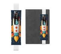 GDSHJKLW Rocket Clipart Space Ship Elastic Band Pen Holder Detachable Pu Leather Pen Sleeve Pouch Journal Pencil Holder Pencil Case Office Supplies Gift For Hardcover Journals Notebooks Planners