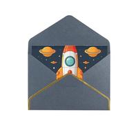 GDSHJKLW rocket clipart space ship Greeting Card with Black Envelopes, 4x6 Thinking of You Cards Happy Birthday Wedding Invitation Blank Note Card for All Occasions