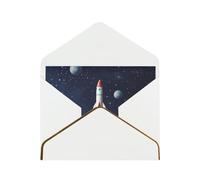 GDSHJKLW Rocket in Space Greeting Card with White Envelopes, 4x6 Thinking of You Cards Happy Birthday Wedding Invitation Blank Note Card for All Occasions
