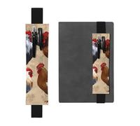 GDSHJKLW Rooster And Chicken Print Elastic Band Pen Holder Detachable Pu Leather Pen Sleeve Pouch Journal Pencil Holder Pencil Case Office Supplies Gift For Hardcover Journals Notebooks Planners