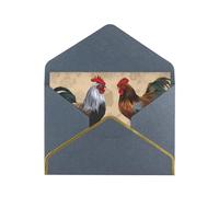 GDSHJKLW Rooster and Chicken Print Greeting Card with Black Envelopes, 4x6 Thinking of You Cards Happy Birthday Wedding Invitation Blank Note Card for All Occasions