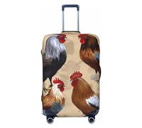 GDSHJKLW Rooster And Chicken Print Travel Luggage Cover Suitcase Protector Washable Elastic Suitcase Cover Anti-Scratch Luggage Protector Travel Suitcase Baggage Cover Fits 18-32 Inch Suitcase, Black