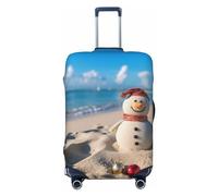 GDSHJKLW Sand Snowman On Beach Travel Luggage Cover Suitcase Protector Washable Elastic Suitcase Cover Travel Suitcase Baggage Cover Fits 18-32 Inch Suitcase, Black, S