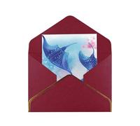 GDSHJKLW Sea Animals Stingrays Greeting Card with Dark Red Envelopes, 4x6 Thinking of You Cards Happy Birthday Wedding Invitation Blank Note Card for All Occasions