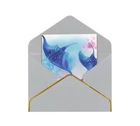 GDSHJKLW Sea Animals Stingrays Greeting Card with Light Grey Envelopes, 4x6 Thinking of You Cards Happy Birthday Wedding Invitation Blank Note Card for All Occasions