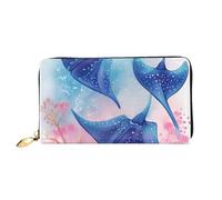 GDSHJKLW Sea Animals Stingrays Women Wallets Leather Zip Around Clutch Purses Waterproof Credit Card Holder With Phone Holder Ladies Travel Coin Purse