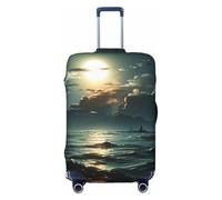 GDSHJKLW Sea Moon Travel Luggage Cover Suitcase Protector Washable Elastic Suitcase Cover Anti-Scratch Luggage Protector Travel Suitcase Baggage Cover Fits 18-32 Inch Suitcase, Black, S