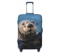 GDSHJKLW Sea Otter Travel Luggage Cover Suitcase Protector Washable Elastic Suitcase Cover Anti-Scratch Luggage Protector Travel Suitcase Baggage Cover Fits 18-32 Inch Suitcase, Black, XL