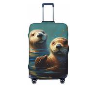 GDSHJKLW Sea Otters Painting Travel Luggage Cover Suitcase Protector Washable Elastic Suitcase Cover X- Fits 18-32 Inch Suitcase, Black, XL