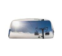 GDSHJKLW Ski Lift At Sunshine Leather Pencil Case Large Capacity Pen Pouch,Zipper Makeup Bag For Women Men Travel Toiletry Bags Waterproof Cosmetic Bag Wide-Open Coin Pouch Purse