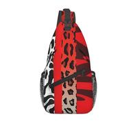 GDSHJKLW Sling Bag For Women Men, Lightweight Crossbody Shoulder Backpack Red Leopard And Zebra Animal Adjustable Chest Bag Gym Sports Travel Hiking Daypack