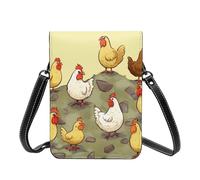 GDSHJKLW Small Crossbody Cell Phone Bag For Women Leather Lightweight Mini Phone Purses A Brood Of Chickens Shoulder Handbag Purse