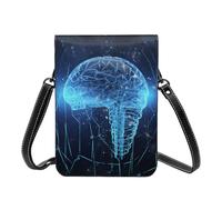 GDSHJKLW Small Crossbody Cell Phone Bag For Women Leather Lightweight Mini Phone Purses Artificial Intelligence Brain Shoulder Handbag Purse