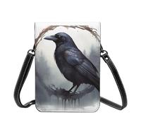 GDSHJKLW Small Crossbody Cell Phone Bag For Women Leather Lightweight Mini Phone Purses Black Crow Shoulder Handbag Purse