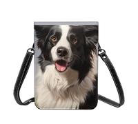 GDSHJKLW Small Crossbody Cell Phone Bag For Women Leather Lightweight Mini Phone Purses Border Collie Shoulder Handbag Purse