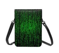 GDSHJKLW Small Crossbody Cell Phone Bag For Women Leather Lightweight Mini Phone Purses Green Number Binary Shoulder Handbag Purse
