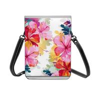 GDSHJKLW Small Crossbody Cell Phone Bag For Women Leather Lightweight Mini Phone Purses Hawaiian Flower Print Shoulder Handbag Purse