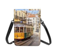 GDSHJKLW Small Crossbody Cell Phone Bag For Women Leather Lightweight Mini Phone Purses Lisbon Tram Shoulder Handbag Purse