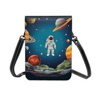 GDSHJKLW Small Crossbody Cell Phone Bag For Women Leather Lightweight Mini Phone Purses Outer Space Rocket Astronaut Shoulder Handbag Purse
