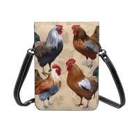 GDSHJKLW Small Crossbody Cell Phone Bag For Women Leather Lightweight Mini Phone Purses Rooster And Chicken Print Shoulder Handbag Purse