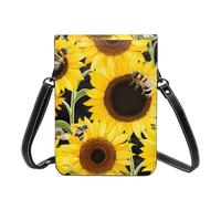 GDSHJKLW Small Crossbody Cell Phone Bag For Women Leather Lightweight Mini Phone Purses Sunflower Bees Shoulder Handbag Purse