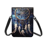 GDSHJKLW Small Crossbody Cell Phone Bag For Women Leather Lightweight Mini Phone Purses White Fantasy Dream Catcher Shoulder Handbag Purse