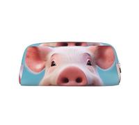 GDSHJKLW Smiling Leather Pencil Case Large Capacity Pen Pouch,Zipper Makeup Bag For Women Men Travel Toiletry Bags Waterproof Cosmetic Bag Wide-Open Coin Pouch Purse