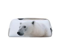 GDSHJKLW Snow Animal Polar Bear Leather Pencil Case Large Capacity Pen Pouch,Zipper Makeup Bag For Women Men Travel Toiletry Bags Waterproof Cosmetic Bag Wide-Open Coin Pouch Purse